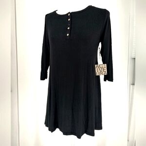 Active Collections Black Three - Quarter Sleeve Henley